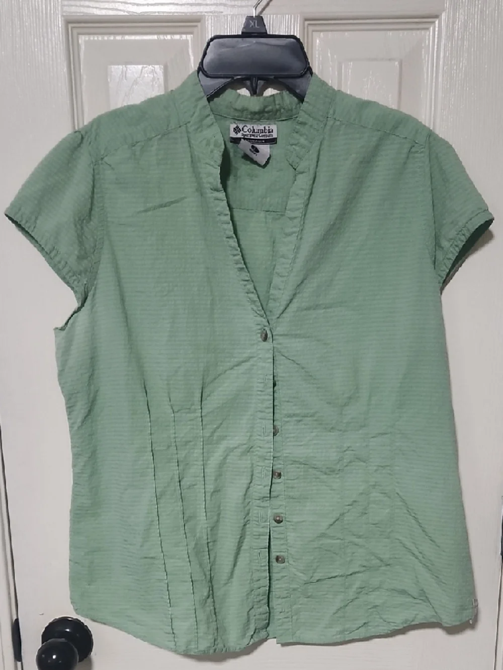 Columbia Light Sage Green Short Sleeve Button-Front Shirt - Picture 3 of 4